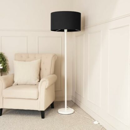 ValueLights Charlie White Stem Floor Lamp with Drum Shade - Image 4