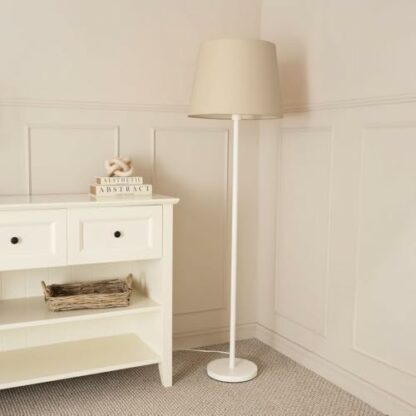 ValueLights Charlie White Stem Floor Lamp with Tapered Shade - Image 3