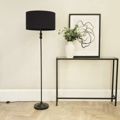 ValueLights Maggie Black Floor Lamp Drum Shade - Image 3