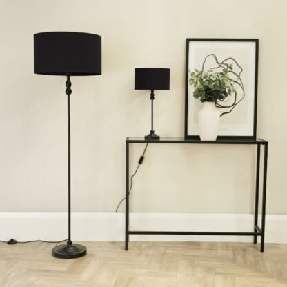 ValueLights Maggie Black Floor Lamp Drum Shade - Image 4