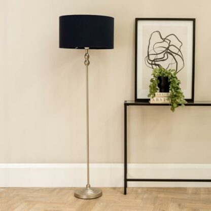 ValueLights Maggie Brushed Chrome Floor Lamp Drum Shade - Image 3