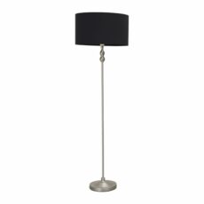 ValueLights Maggie Brushed Chrome Floor Lamp Drum Shade