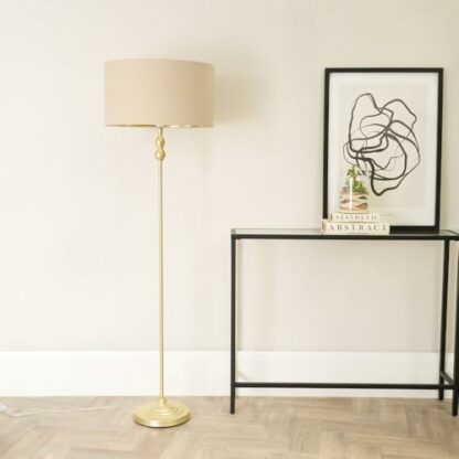 ValueLights Maggie Gold Floor Lamp Metallic Shade - Image 3
