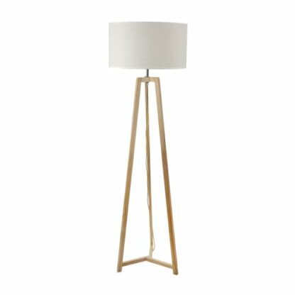 ValueLights | Natural Wood Freestanding Tripod Floor Lamp with White Trim Drum Shade Living Room Lounge Light | Floor Lamps & Torchieres, Home Décor & Improvement Essential - Image 2