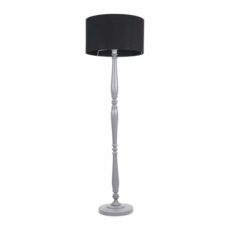 ValueLights Victoria Grey Wood Candle Stick Floor Lamp Drum Shade
