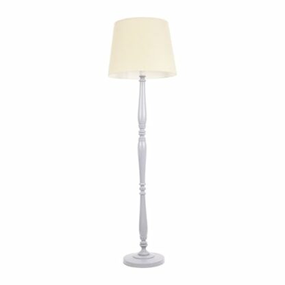 ValueLights Victoria Grey Wood Candle Stick Floor Lamp Tapered Shade - Image 2