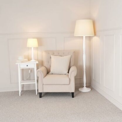 ValueLights Victoria White Wood Candle Stick Floor Lamp Tapered Shade - Image 4