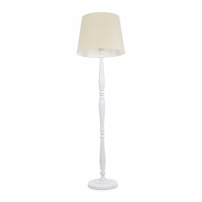 ValueLights Victoria White Wood Candle Stick Floor Lamp Tapered Shade - Image 2