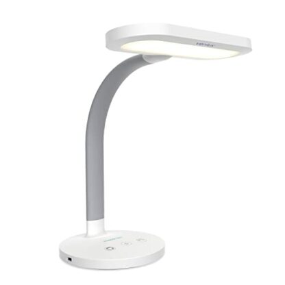 Verilux HappyLight Duo - 2-in-1 Light Therapy & Task Desk Lamp - UV-Free Full Spectrum LED, 10,000 LUX, Adjustable Brightness and Color, Flexible Gooseneck, and Integrated USB Charging Port - Image 2