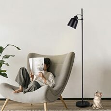 Vintage Industrial Floor Lamp with Remote Control Dimmable 12W Standing Lamp for Living Room Height Adjustable E27 Reading Light with Adjustable Shade 1200LM Black Color.