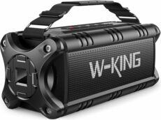 W-KING Traveler Bluetooth Speaker with 20 W Stereo Sound & Dual Bass Driver, IPX6 Waterproof, Wireless with Microphone and High-End DP Technology and Torches