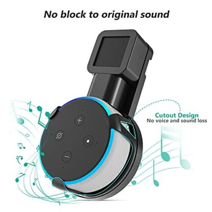 WALI Outlet Wall Mount, Holder Stand for Echo Dot 3rd Gen, Smart Home Speakers Plug Mount for Alexa with Cable Management, 1 Pack, Black (AMM002-B) - Image 3