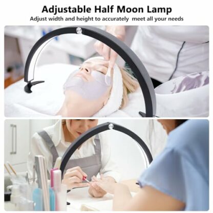 WIAONE Half Moon Light for Nail Desk, 29in 40W Half Moon Table Lamp Nail Desk Lamp with Wire Controller & Remote, Lash Light Lamp for Eyelash Extensions Tattoo PMU, 7 Cool/Warm Tones & 10 Brightness - Image 4