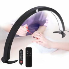 WIAONE Half Moon Light for Nail Desk, 29in 40W Half Moon Table Lamp Nail Desk Lamp with Wire Controller & Remote, Lash Light Lamp for Eyelash Extensions Tattoo PMU, 7 Cool/Warm Tones & 10 Brightness