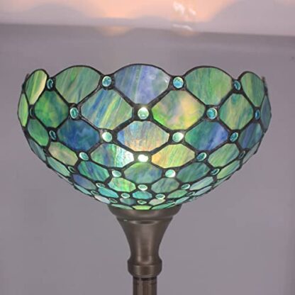 WIAONE ZJART Tiffany Floor Lamp Torches Stained Glass Lamp 12X12X67 Inch Antique Standing Corner Light (Sea Blue Pearl) - Image 4