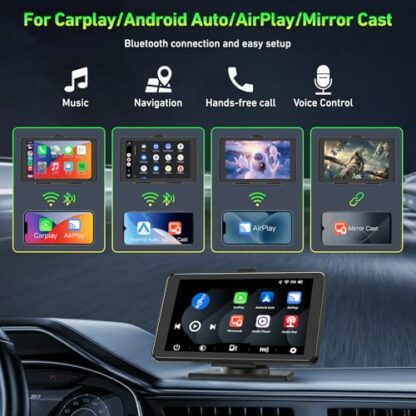 Wireless Carplay Android Auto Car Play Screen, Portable 7”HD Touch Screen Car Radio Bluetooth Car Stereo Car Screen with Map Navigation Airplay Mirror Link, Voice Assistant, FM/AUX for Most Vehicles 3 Wireless Carplay Android Auto Car Play Screen, Portable 7”HD Touch Screen Car Radio Bluetooth Car Stereo Car Screen with Map Navigation Airplay Mirror Link, Voice Assistant, FM/AUX for Most Vehicles - Image 3