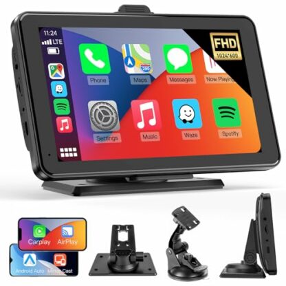 Wireless Carplay Android Auto Car Play Screen, Portable 7”HD Touch Screen Car Radio Bluetooth Car Stereo Car Screen with Map Navigation Airplay Mirror Link, Voice Assistant, FM/AUX for Most Vehicles 2 Wireless Carplay Android Auto Car Play Screen, Portable 7”HD Touch Screen Car Radio Bluetooth Car Stereo Car Screen with Map Navigation Airplay Mirror Link, Voice Assistant, FM/AUX for Most Vehicles - Image 2
