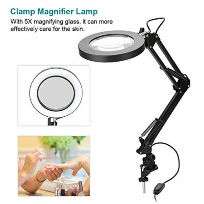 Yagosodee Clamp Mount LED Magnifier Lamp Salon 5X Magnifying Lamp Eyeliner Manicure Tattoo Beauty Light 4 Yagosodee Clamp Mount LED Magnifier Lamp Salon 5X Magnifying Lamp Eyeliner Manicure Tattoo Beauty Light - Image 4