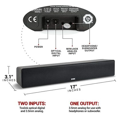 ZVOX Dialogue Clarifying Sound Bar with Patented Hearing Technology, Twelve Levels of Voice Boost - 30-Day Home Trial - AccuVoice AV157 TV Speaker (Black) - Image 3