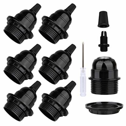 Zevnico 6 Pcs E27 Lamp Holder, Vintage Black Lampholder with Lampshade External Fixing Ring Fitting, Bakelite 250V 4A, Edison Retro Style Screw E27 Light Bulb Socket, DIY Pendant Hanging Ceiling Light 2 Zevnico 6 Pcs E27 Lamp Holder, Vintage Black Lampholder with Lampshade External Fixing Ring Fitting, Bakelite 250V 4A, Edison Retro Style Screw E27 Light Bulb Socket, DIY Pendant Hanging Ceiling Light - Image 2