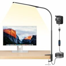 anyts Desk Lamp Clamp Eye Caring LED Desk Light 3 Colors 10 Brightness Dimmable Clip on Lamp for Office Study Reading