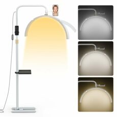 cenoz Half Moon Lamp,LED Lash Light for Eyelash Extensions, 29''Beauty Light Floor Standing,3 Color Temperature,Height Adjustable,Moon lamp for Skincare,Tattoo,Eyelash Tech