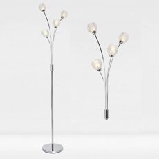 firstchoicelighting 4 Light Chrome Plated Floor Standard Light with Textured Clear Glass Shades