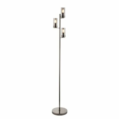 firstchoicelighting Black Chrome Floor Lamp Standing Light, Smoke Glass Shades, LED Compatible, Height 163cm 3 firstchoicelighting Black Chrome Floor Lamp Standing Light, Smoke Glass Shades, LED Compatible, Height 163cm - Image 3