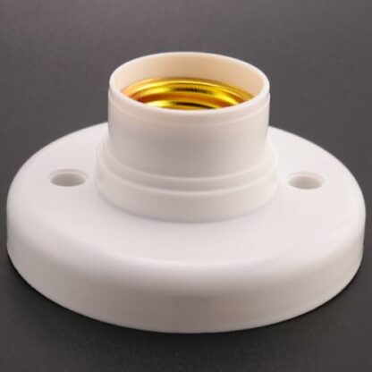 holanae E27 Round Plastic Base Screw Light Bulb Lamp Socket Holder White - Image 4