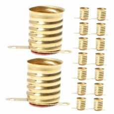 ifundom 30pcs All Copper Lamp Holder Light Socket Bulb Holder E10 Copper Lamp Socket Holder E10 Copper Lamp Holder Base E10 Copper Screw Lamp Holder LED Lamp Base Lamp Bases Golden
