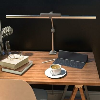 lamp Desk Lamp LED Desk Lamp with Clamp, Double Head Eye Protection Desk Lamp with Auto Shut-Off Timer, 5 Color Modes & Stepless Dimming, for Reading Study Workbench Table Light(Silver) lamp - Image 4