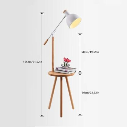 lamp Floor Lamp Industrial Floor Lamp Modern Floor Lamp with Shelves Farmhouse Rustic Floor Standing Lamps with Iron Shade & Wooden Base for Living Room Bedroom Office Standing Lamp(Black) lamp - Image 3