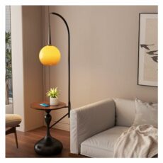 lamp Floor Lamp Table & Lamp Combo with LED Bulb, Desk Lamp with USB Port, Modern End Table with Floor Lamp for Living Room, Bedroom, Guest Room Standing Lamp(White) lamp