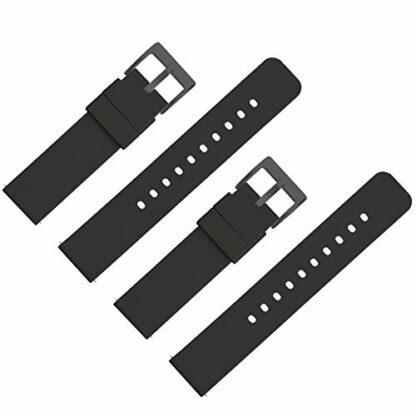 (2 pcs) Silicone Watch Straps 18mm 20mm 22mm Quick Release - Black Soft Rubber Watch Bands Replacement - Waterproof Military Style Watch Strap for Men Ladies - for Smart Watch Straps Clasp Buckle - Image 3