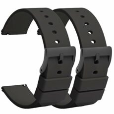(2 pcs) Silicone Watch Straps 18mm 20mm 22mm Quick Release - Black Soft Rubber Watch Bands Replacement - Waterproof Military Style Watch Strap for Men Ladies - for Smart Watch Straps Clasp Buckle