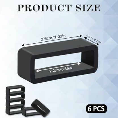 6Pcs Watch Band Fastener Rings, 16/20/22/24mm Silicone Watch Strap Holder Loop Watch Strap Retainer Black Rubber Watch Strap Keeper Replacement Watch Band Accessories for Smart Sport Watches Parts - Image 3