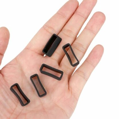 6Pcs Watch Band Fastener Rings, 16/20/22/24mm Silicone Watch Strap Holder Loop Watch Strap Retainer Black Rubber Watch Strap Keeper Replacement Watch Band Accessories for Smart Sport Watches Parts - Image 4