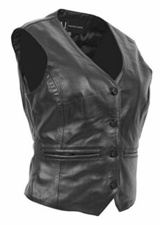A1 FASHION GOODS Womens Soft Leather Waistcoat Slim Fit Vest Classic Gilet Black Brown Red Tan Katy