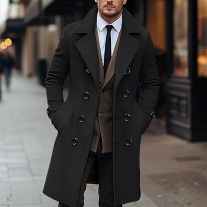 AEGJEGVD Wool Coats for Men UK Clearance,Long Trench Coat Mens Solid Turndown Long Sleeve Classic Business Coat Winter Casual Slim Fit Double Breasted Overcoat Windbreaker Warm Pea Coat S-3XL 4 AEGJEGVD Wool Coats for Men UK Clearance,Long Trench Coat Mens Solid Turndown Long Sleeve Classic Business Coat Winter Casual Slim Fit Double Breasted Overcoat Windbreaker Warm Pea Coat S-3XL - Image 4