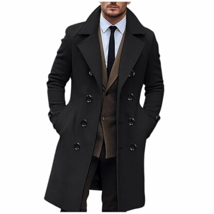 AEGJEGVD Wool Coats for Men UK Clearance,Long Trench Coat Mens Solid Turndown Long Sleeve Classic Business Coat Winter Casual Slim Fit Double Breasted Overcoat Windbreaker Warm Pea Coat S-3XL 2 AEGJEGVD Wool Coats for Men UK Clearance,Long Trench Coat Mens Solid Turndown Long Sleeve Classic Business Coat Winter Casual Slim Fit Double Breasted Overcoat Windbreaker Warm Pea Coat S-3XL - Image 2