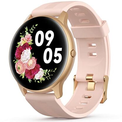 AGPTEK Smart Watches for Women, 5ATM Waterproof Swimming Watch Fitness Tracker, Smartwatch for Android iOS iPhones Support Heart Rate Sleep Monitor, Pedometer, Female Health Tracking, Rose Gold - Image 2