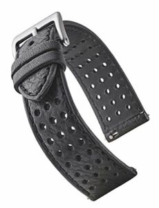 ALPINE Soft and Smooth Genuine Perforated Leather Watch Strap - Black, Brown, Tan - 18 mm, 20 mm, 22 mm