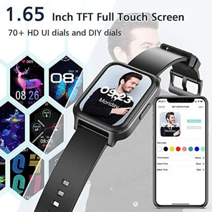 AMITVA Smart Watch, Fitness Tracker for Women Men, 1.65 Inch Smartwatch with Sleep Heart Rate Monitor, IP67 Waterproof Sports Watch with Step Counter, for Android IOS Phones - Image 3