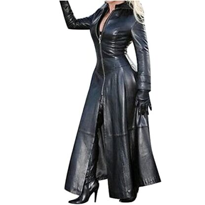 AMhomely Women Coat Sale Clearance,Ladies Fashion Sexy Autumn And Winter Solid Long Leather Coat Imitation Leather Windbreaker Coat Plus Size Overcoat UK Stock S-5xl, Black,Red,Brown 2 AMhomely Women Coat Sale Clearance,Ladies Fashion Sexy Autumn And Winter Solid Long Leather Coat Imitation Leather Windbreaker Coat Plus Size Overcoat UK Stock S-5xl, Black,Red,Brown - Image 2