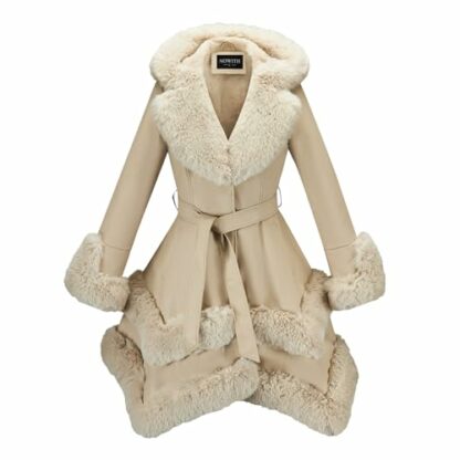 AOWITH Faux Leather Jacket for Women with Faux Fur Collar Long Sleeve Parka with Pockets Warm Winter Coat with Belt 7 AOWITH Faux Leather Jacket for Women with Faux Fur Collar Long Sleeve Parka with Pockets Warm Winter Coat with Belt - Image 7