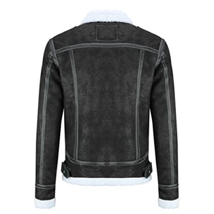 AOWOFS Mens Zipped PU Leather Jacket Winter Thicken Warm Motorbike Jacket Slim Fit Vintage 3 AOWOFS Mens Zipped PU Leather Jacket Winter Thicken Warm Motorbike Jacket Slim Fit Vintage - Image 3