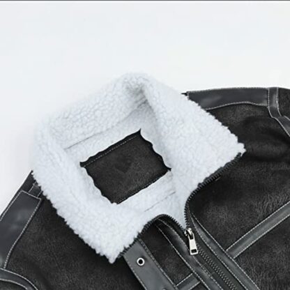 AOWOFS Mens Zipped PU Leather Jacket Winter Thicken Warm Motorbike Jacket Slim Fit Vintage 4 AOWOFS Mens Zipped PU Leather Jacket Winter Thicken Warm Motorbike Jacket Slim Fit Vintage - Image 4