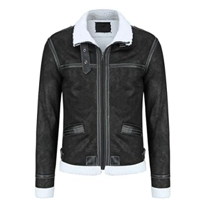 AOWOFS Mens Zipped PU Leather Jacket Winter Thicken Warm Motorbike Jacket Slim Fit Vintage 2 AOWOFS Mens Zipped PU Leather Jacket Winter Thicken Warm Motorbike Jacket Slim Fit Vintage - Image 2