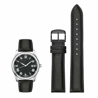 Afany Leather Watch Strap, Quick Release Strap for Women and Men, 18 mm 19 mm 20 mm 21 mm 22 mm 24 mm-Black Brown - Image 3