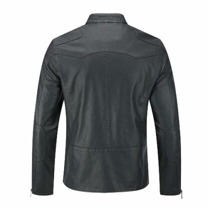 Allthemen Mens Leather Jackets Casual Stand Collar Jacket Full Zipper Bomber Jacket Long Sleeve Outdoor 4 Allthemen Mens Leather Jackets Casual Stand Collar Jacket Full Zipper Bomber Jacket Long Sleeve Outdoor - Image 4